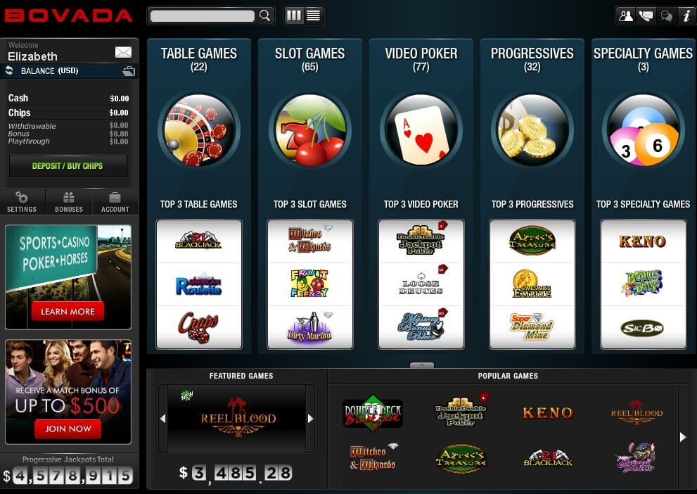 Bovada Casino Deposit and Withdrawal Options